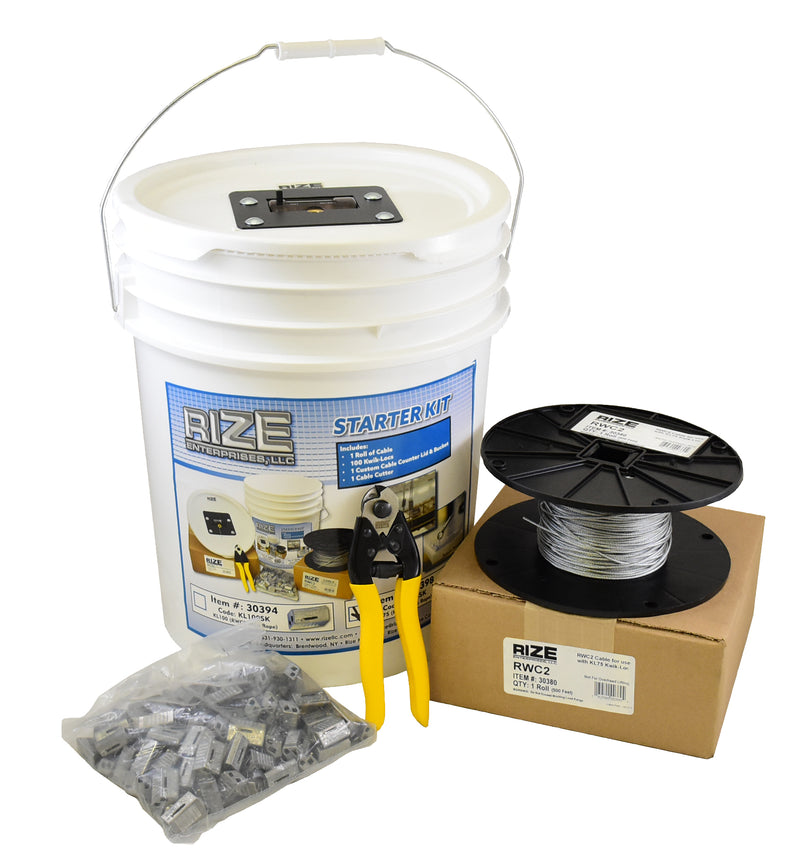 Rize Enterprises 3/32 Inch Galvanized Wire Rope Starter Kit With Counter 500 Foot  