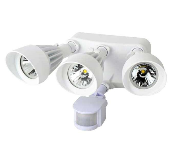 Morris Products 36 Watt Triple Head LED Motion Activated Security Light 3000K White  